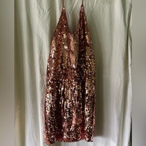 Sequin Mini Dress in Rose Gold
